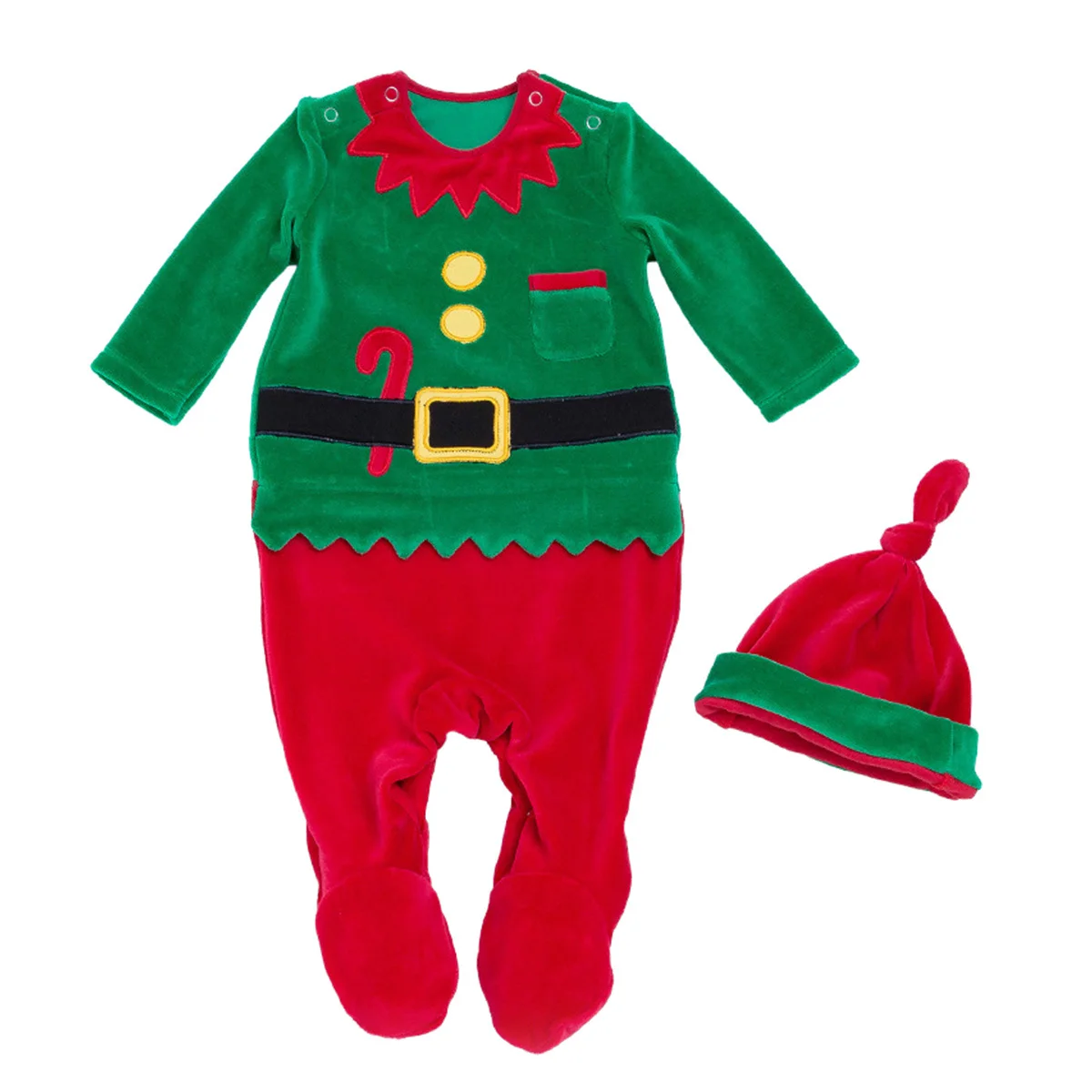 

12pcs Cotton Romper Jumpsuit Christmas Santa Claus Suit Suit For Toddler Baby Holiday Party Wear Outfit