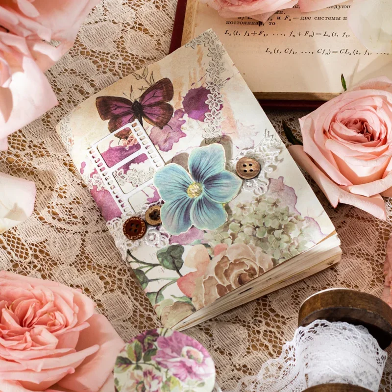 50 Pcs Memo Pad Vintage Art Message Memo Lace Flower Garden Underlay Message Paper 8 Choices