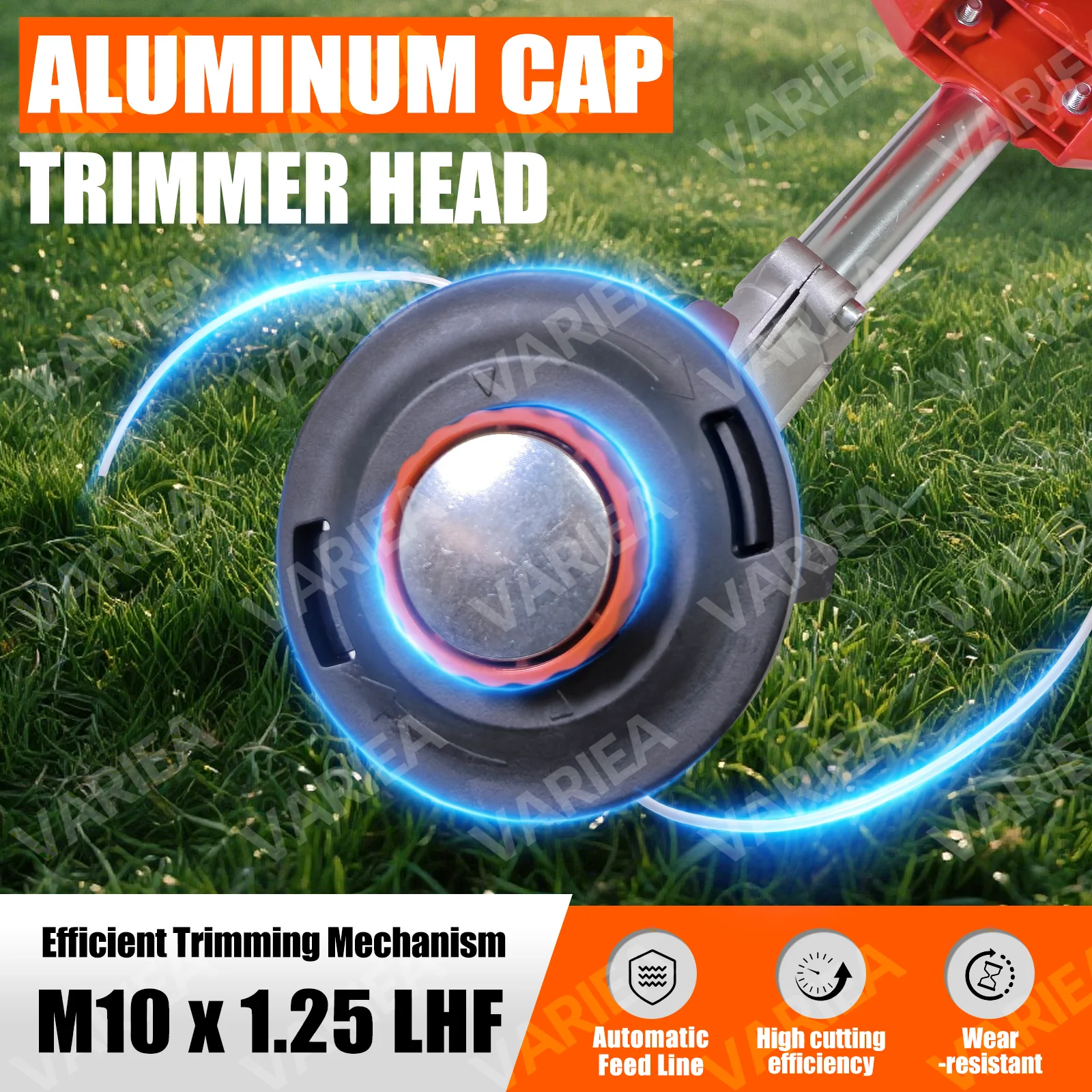 VARIEA-360° Rotatable Aluminum Head Lawn Mower Blade, Lawn Trimming Head That Does Not Require Line Replacement, Thread