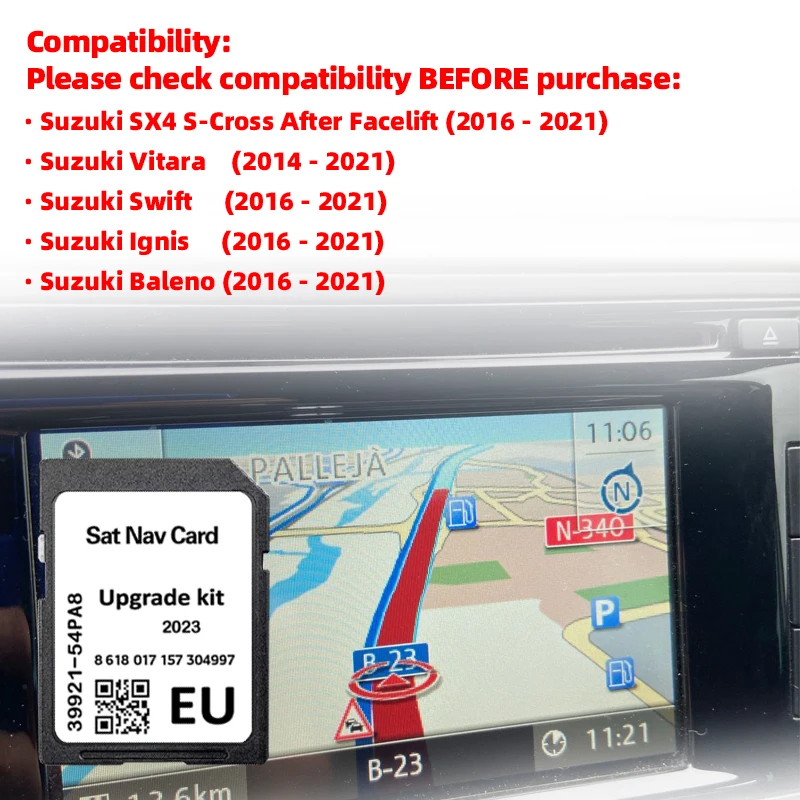 Naving Map GPS SD Card Navi 2022 Swift Sx4 S-Cross Vitara 54PA8 for Suzuki Slda Bosch Cover France UA UK England Poland Germany