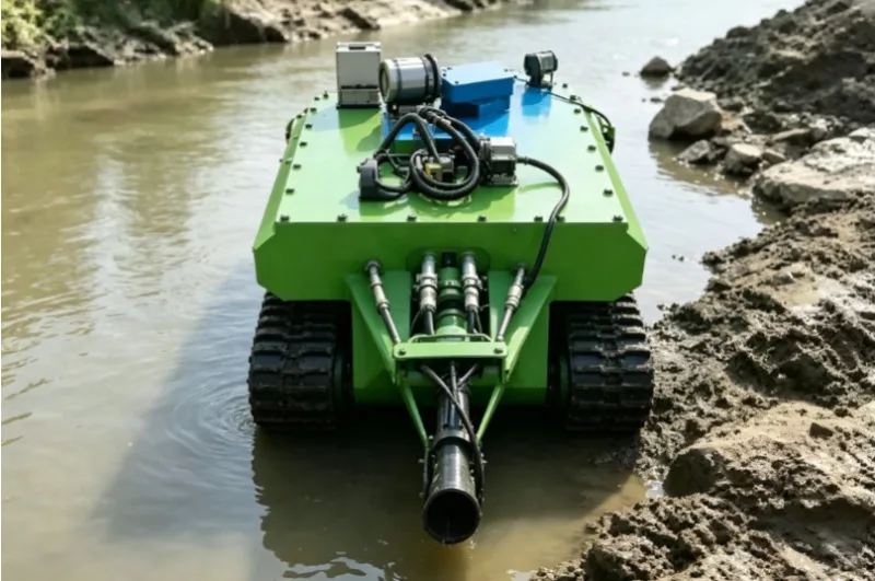 Pond Sediment Removal Robot Tracked Underwater Dredging Machine For Sand Silt Sludge Water‑course Desilting