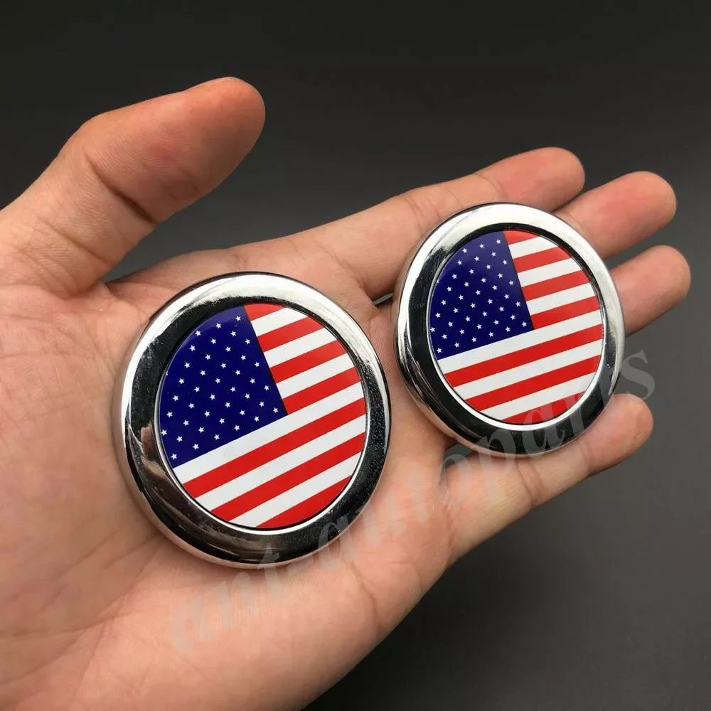 

2pcs Metal USA American Flag Car Emblem Badge Motorcycle Decals Sticker Fairing