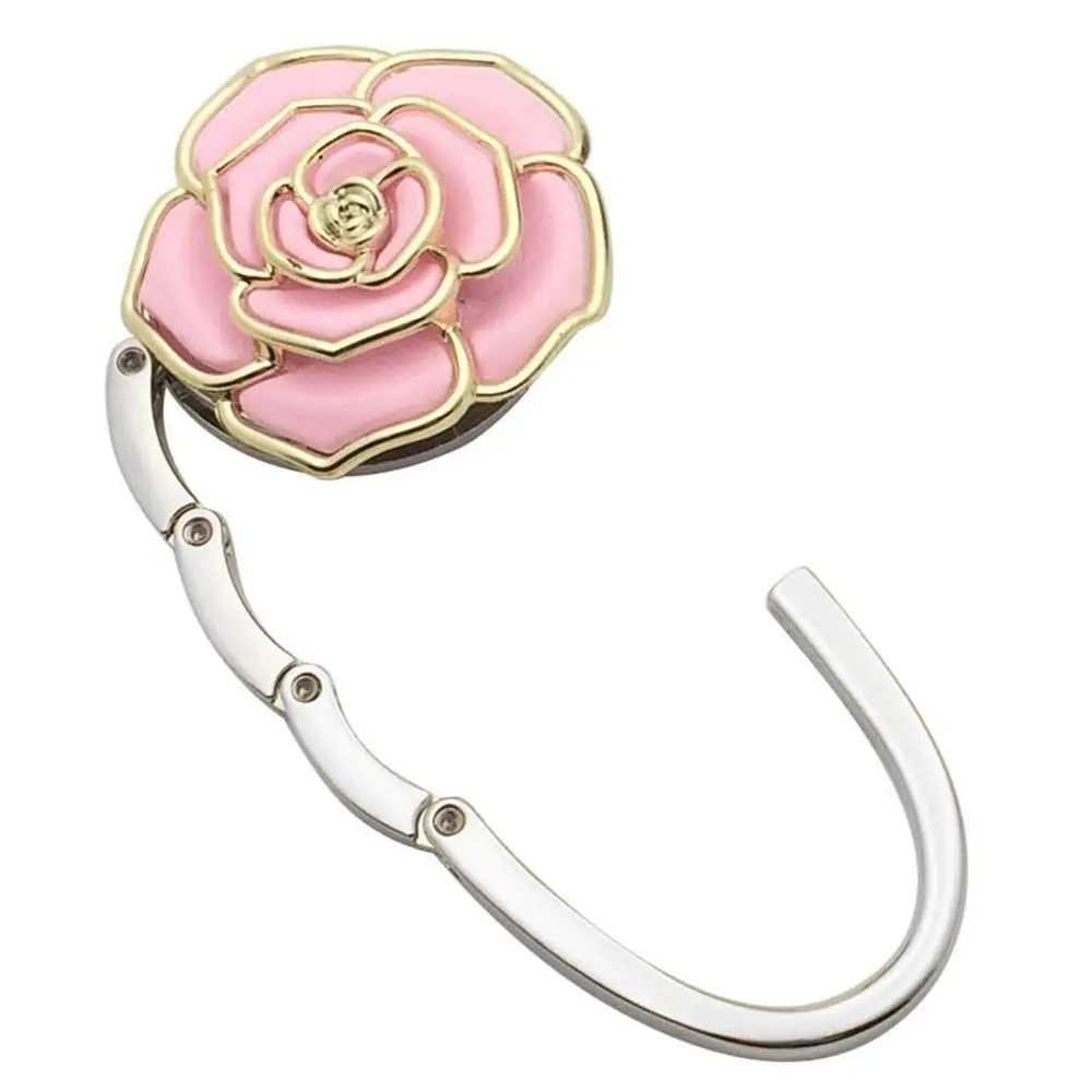 NEW Foldable Rose Handbag Hook Portable Golden-edged Briefcase Hanger Durable Creative Purse Hook for Women Girls Gift