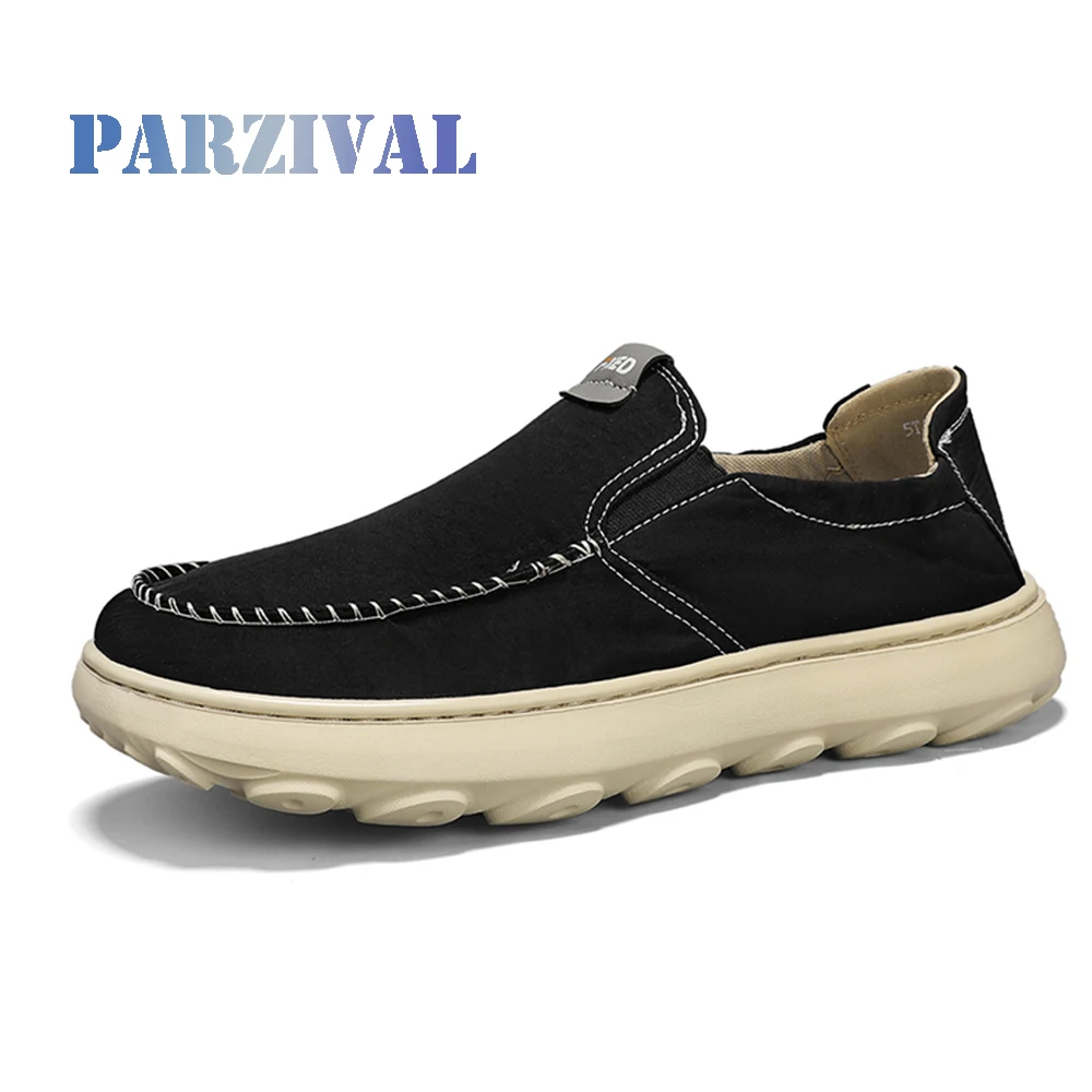 PARZIVAL-Chaussures en toile respirantes pour hommes, mocassins à enfiler, chaussures à plateforme décontractées, extérieur, collégien, mode de créateur, conduite