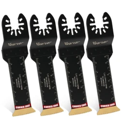 Vearter 4Pack 31mm Bi-Metal Extra Long Oscillating Saw Blade, Curved Edge Precision Cutting For Metal, Nailed Wood, Drywall, PVC