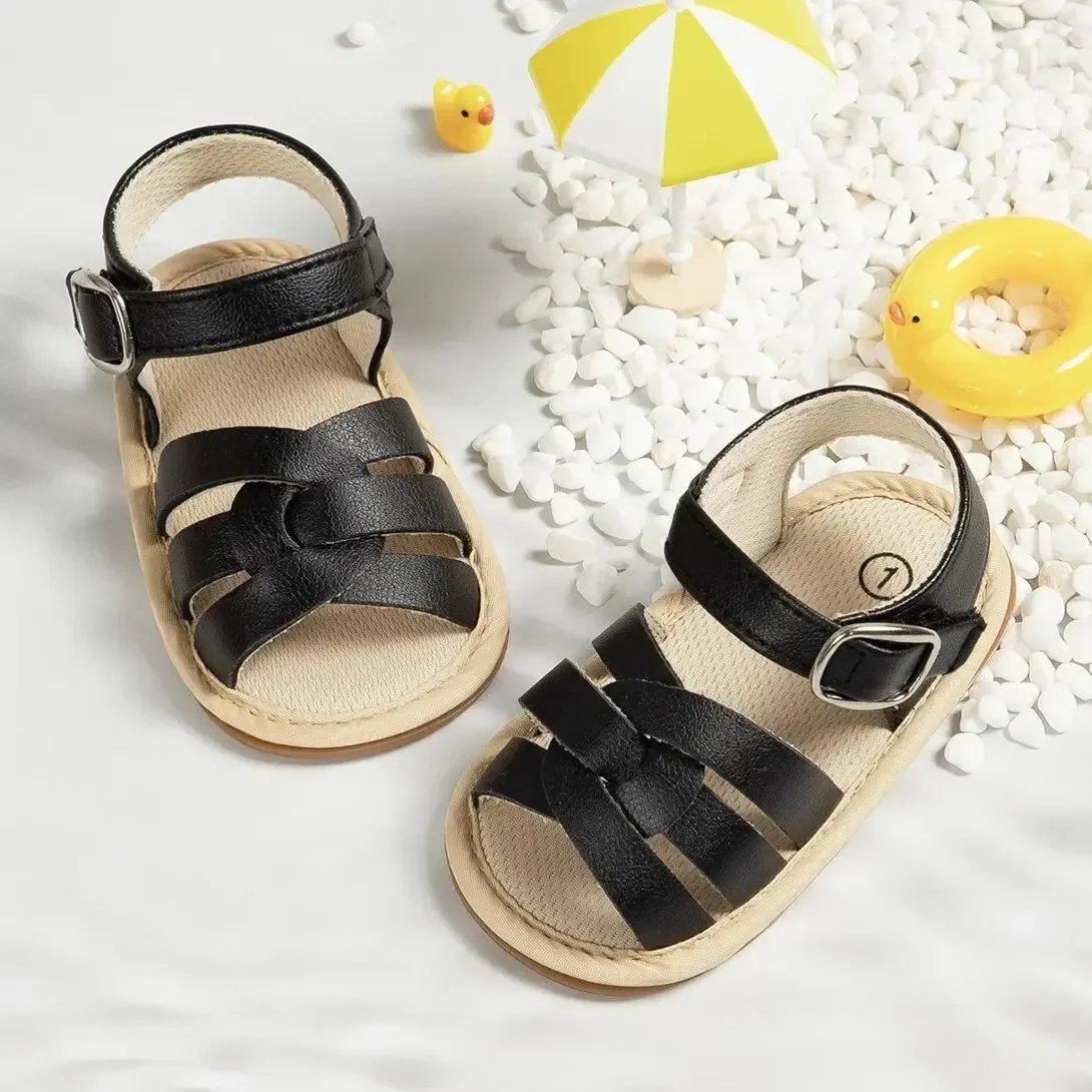 Meckior Sommer Baby Garten Sandalen Retro-Stil Pu Leder Baby Boy Mädchen Schuhe Gummis ohle Kleinkind Kleinkind rutsch feste First Walker