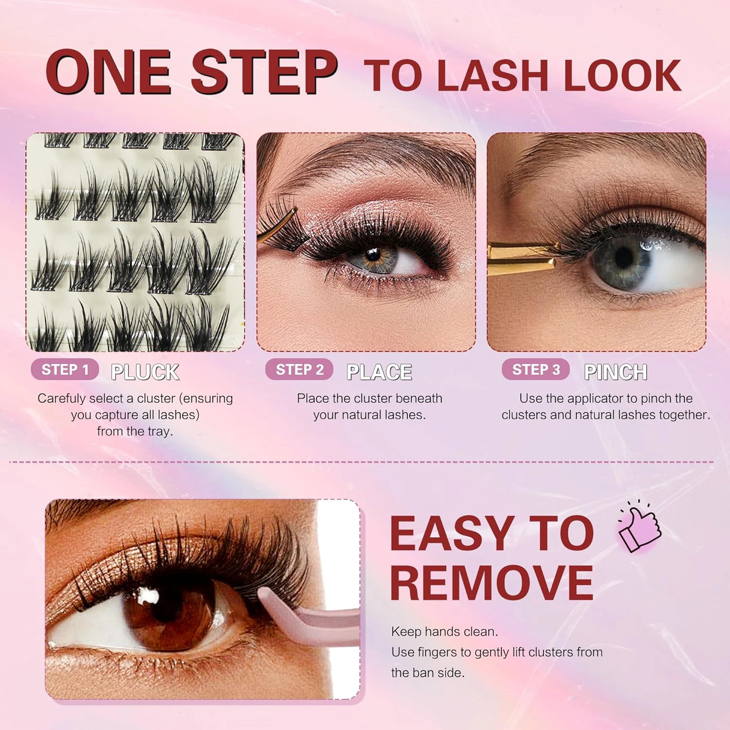 Ciglia finte autoadesive 80 pezzi, aspetto naturale, 11-15 mm, occhio di gatto occhio di volpe, riutilizzabili, ultrasottili e leggere, arricciatura a D, adatte per principianti