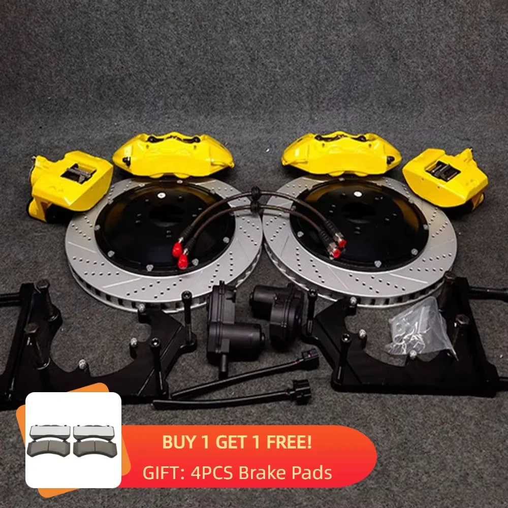 

Customize Big Brake Caliper Kit 4 Pot Electric Handbrake Double Caliper with Disc Kit 17inch Rear Wheels for Ford Mustung