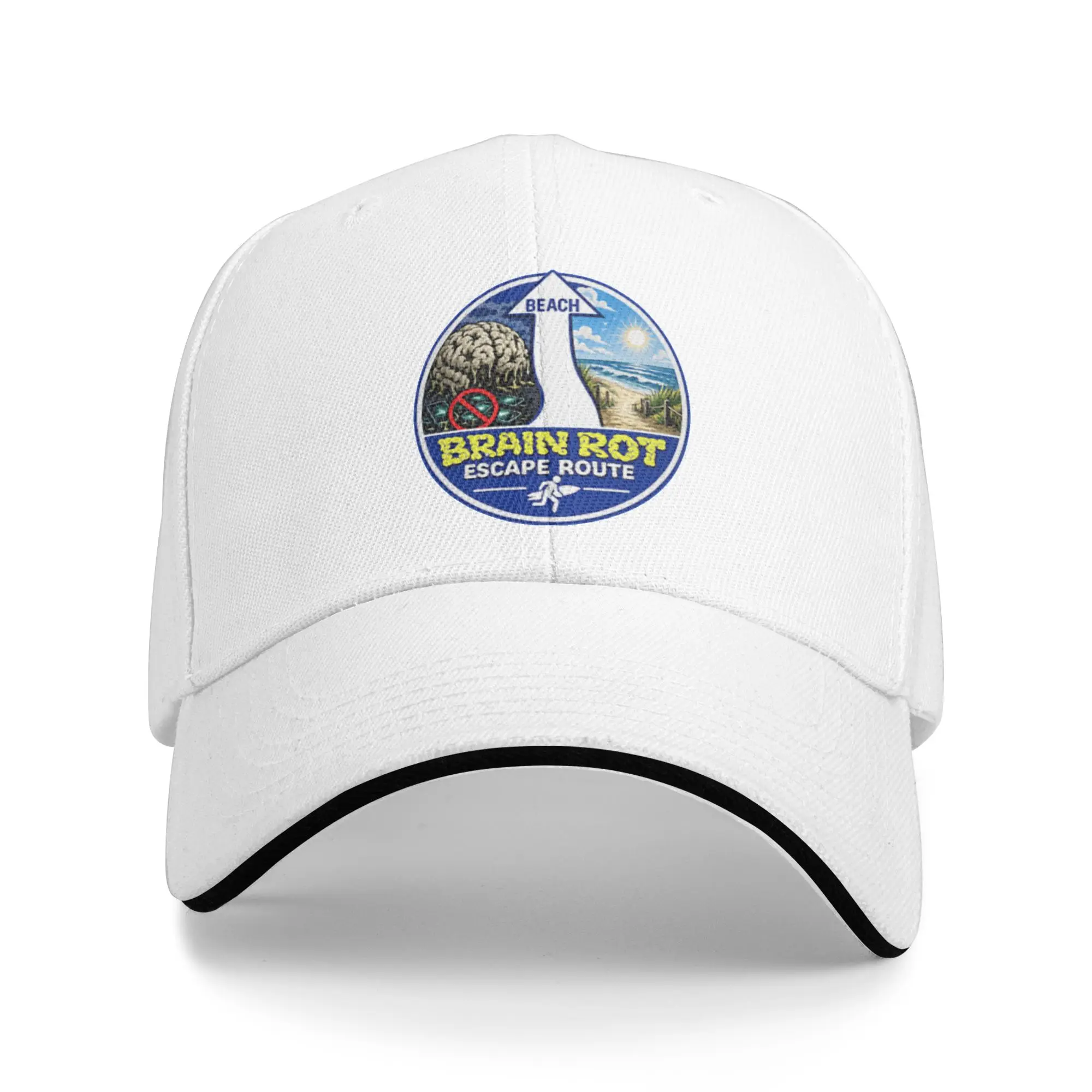 Brain Rot Escape Route - Evacuate to the Beach Gift For Children Men Women A Baseball Cap Hat