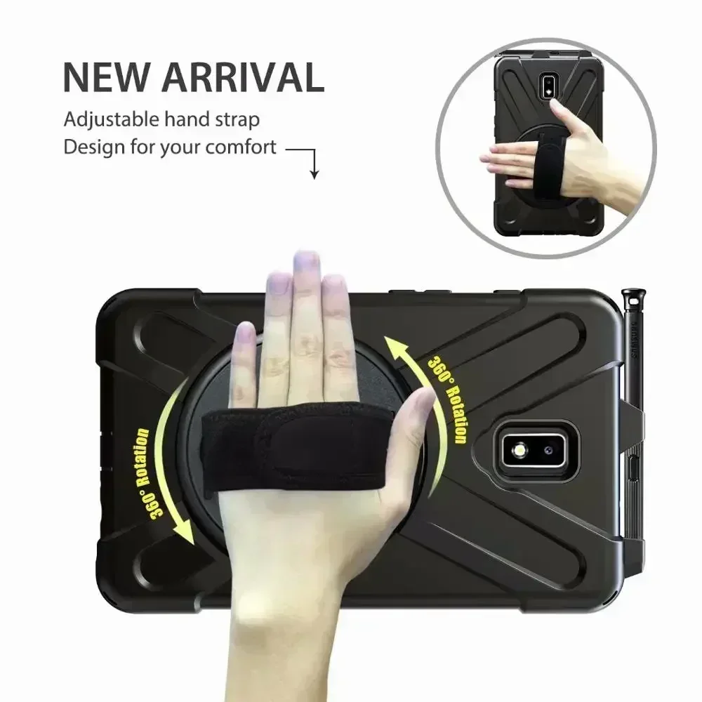 For Samsung Galaxy Tab Active 2 8.0 T390 T395 SM-T395 SM-T390 Case Kids Safe Shockproof Silicone PC Cover With Hand Strap image 4