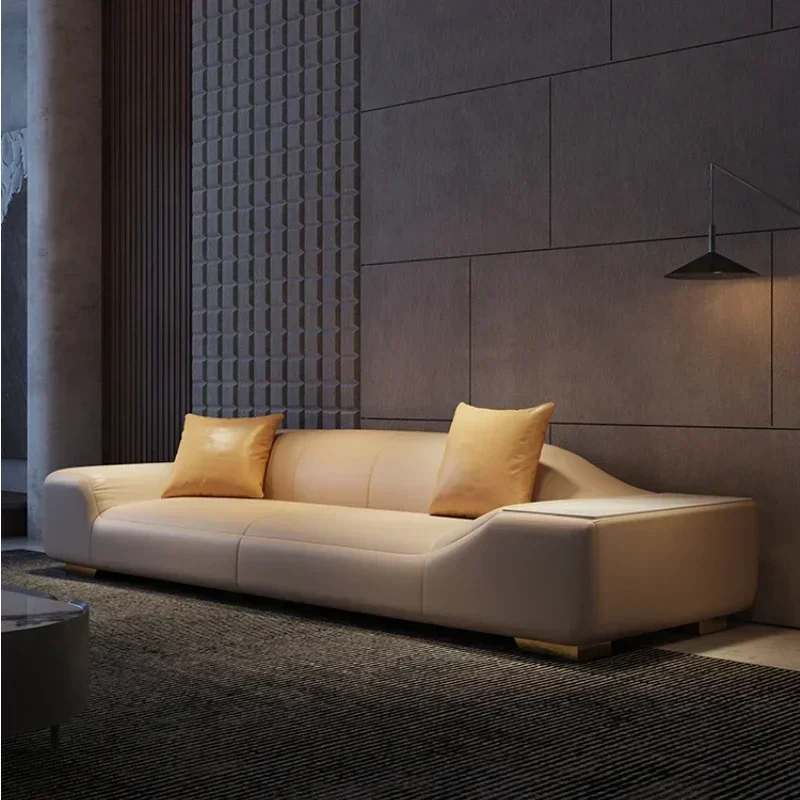 Italian Leather Sofa First Layer Cowhide Modern Minimalist Nordic Shaped Sofa Small Apartment Living Room