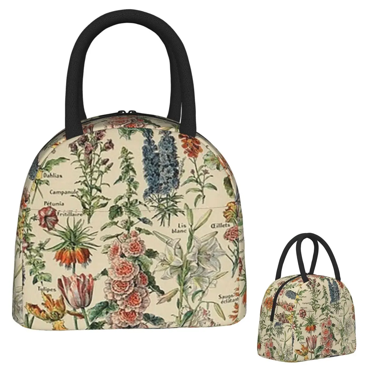 

Vintage Flower Poster Insulated Lunch Bag for Women Children Leakproof Food Boxes Thermal Lunch Box Tote