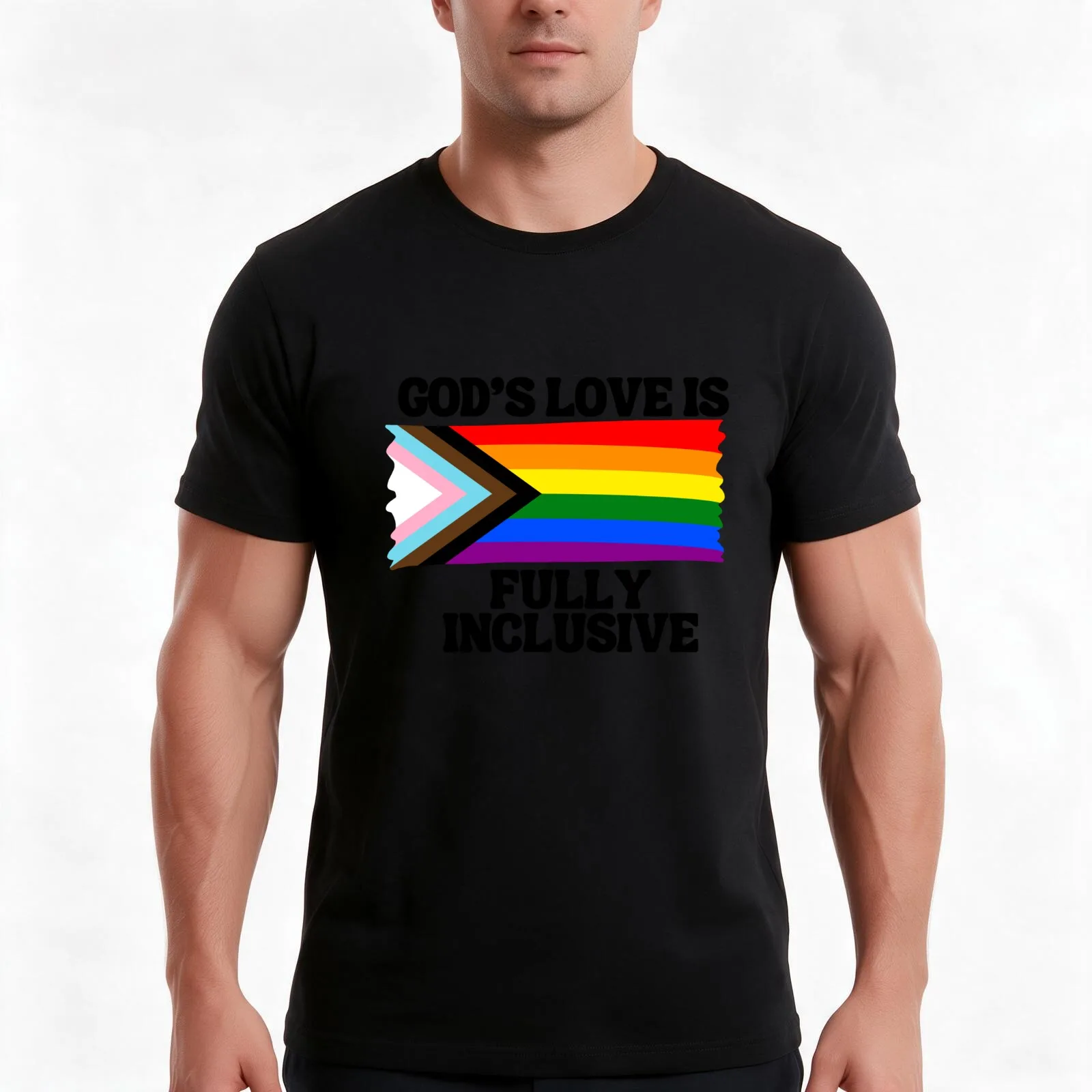 God's love is fully inclusive T-Shirt, Summer Casual Cotton Tee, Oversized Streetwear Tops, Vintage Graphic Print, 100% Cotton