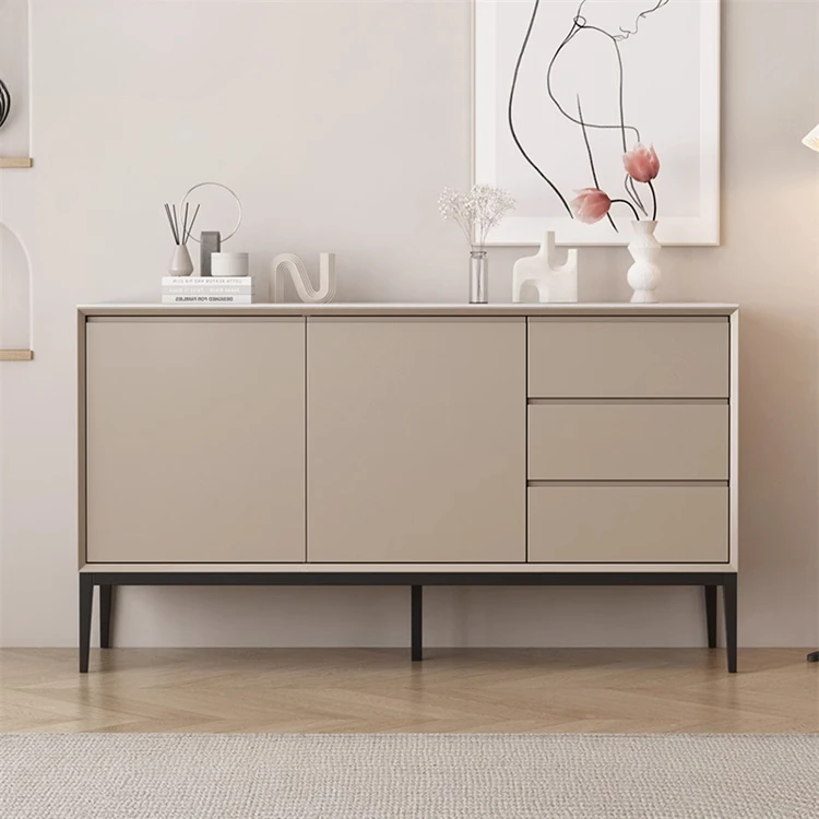 

Italian light luxury minimalist side cabinet cream style modern dish cabinet door hall entrance cabinet storage locker tea
