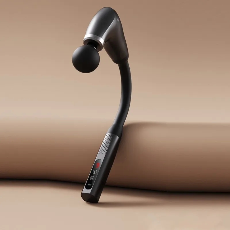 ABVB-High-Frequency Electric Massage Gun, Multi-Gear Adjustment, Black U-Shaped Design, LCD Screen, Quiet Operation