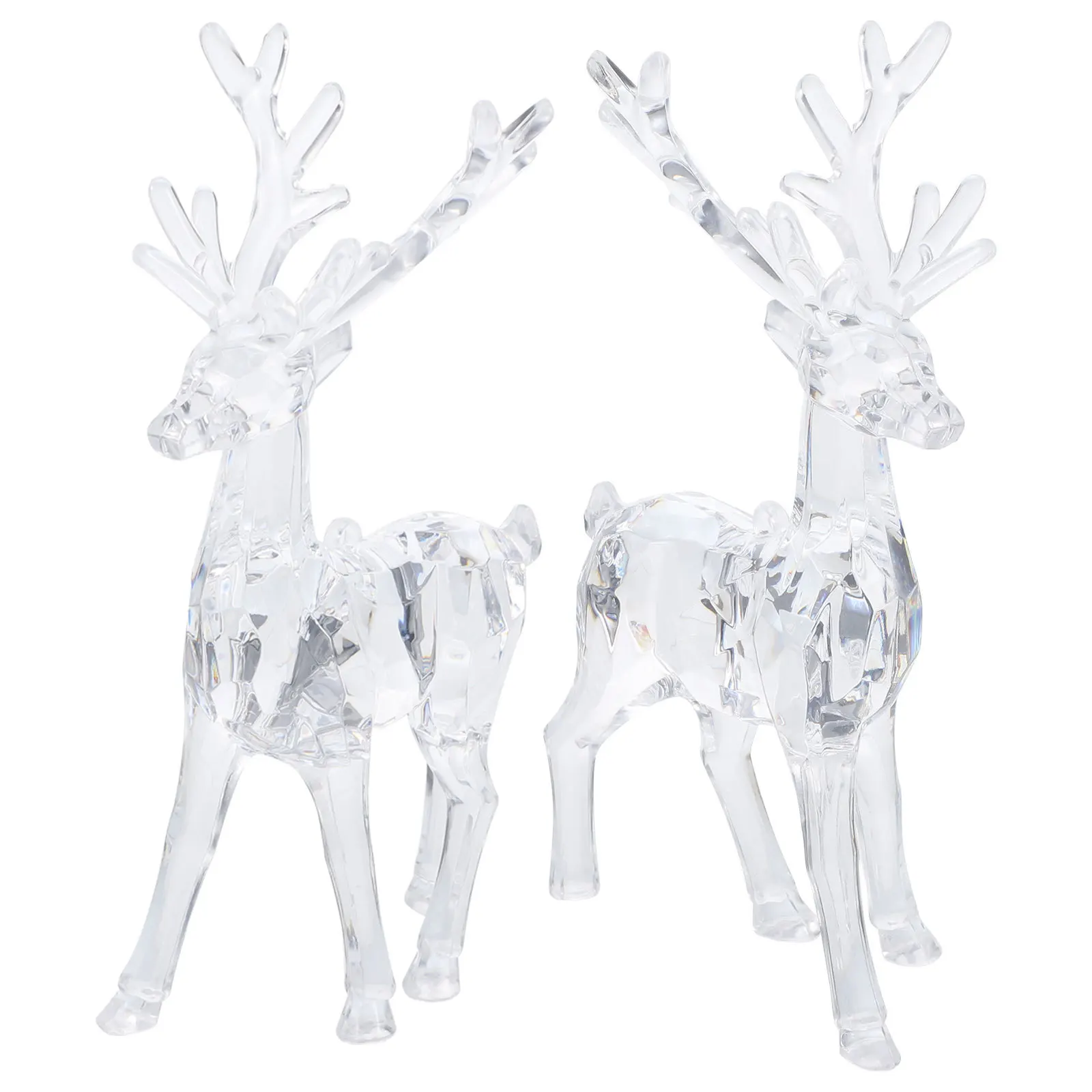 

2Pcs Stylish Transparent Elk Decors Christmas Themed Desktop Ornament for Office Home Festive Lighting Decoration Setup