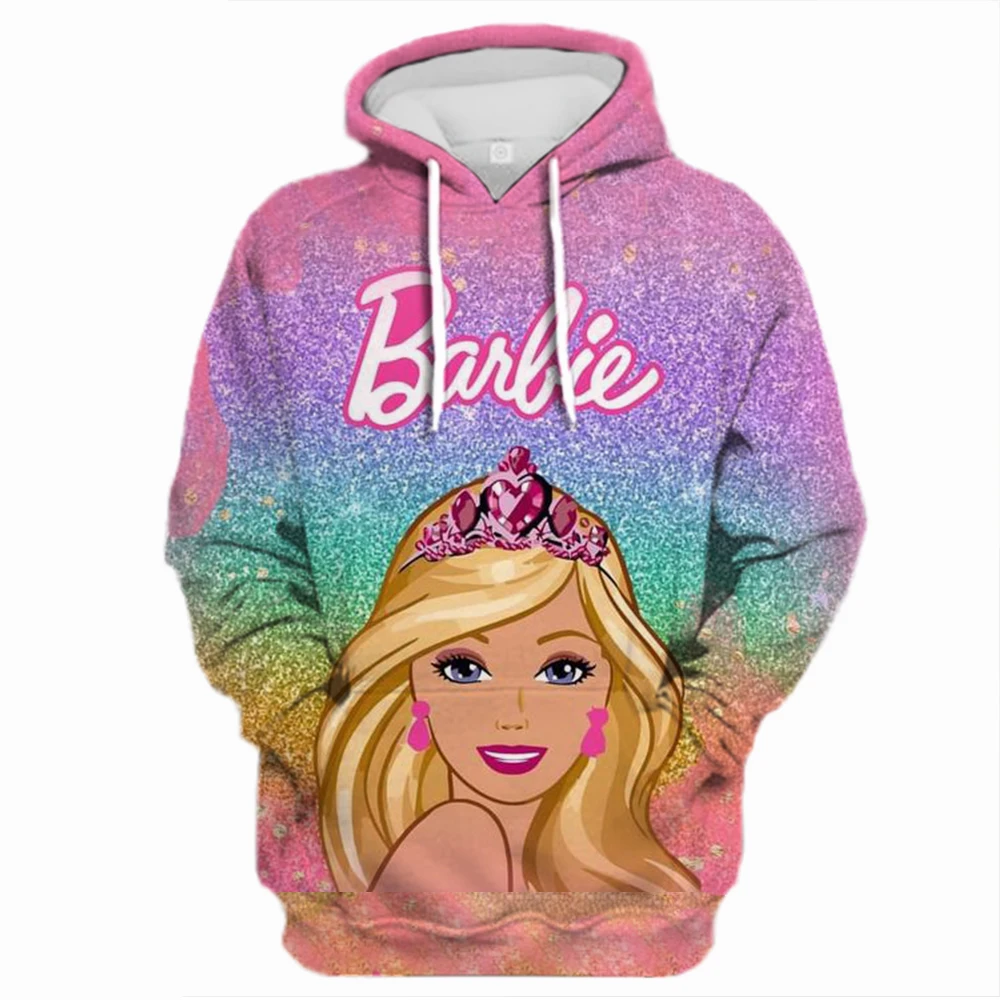 

Pink Hoodie Women's Hoodie Barbie Cartoon Printed Spring and Autumn Long Sleeve Sportswear Women's Clothing Casual Loose Sportsw