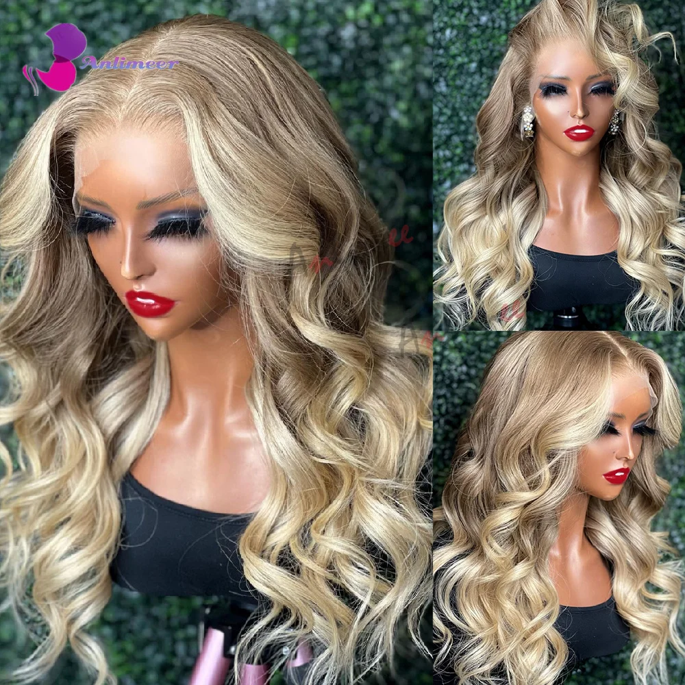 

Ombre Brown 613 Colored Lace Front Wig Human Hair Glueless Wig Band Body Wave Human Hair Wig Ash Blonde Lace Front Wig Human Hai