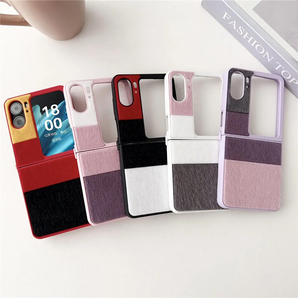 Funda antideslizante para pulsera de felpa de empalme coreano, carcasa para OPPO Find N3 Flip, N2Flip, Huawei P50pocket S Z Flip5 4 3, VIVO X Flip