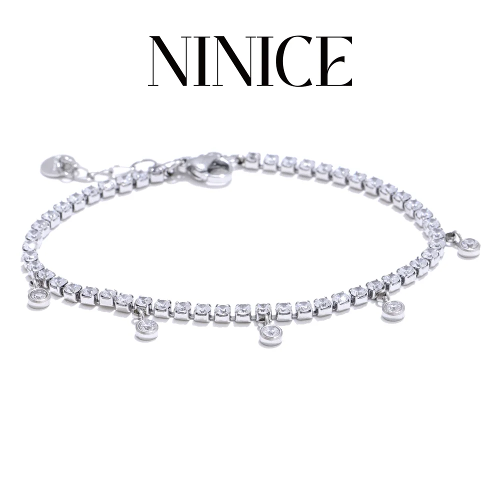 NiNice pulseras de acero inoxidable marcas de lujo joyería de diseñador Tendance 2025 mujer nuevo modelo de Zirconia