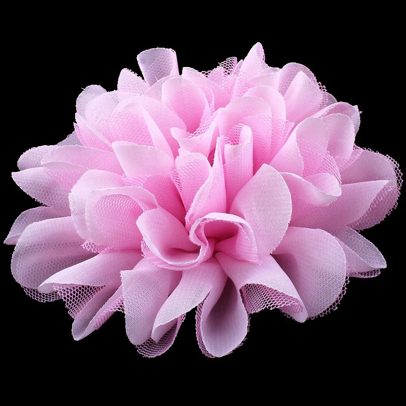 12CM 5 Colors Chic Large Mesh tulle Fabric Flower For Sweet Girl Pastel Color FlatBack Chiffon Flower For Headbands