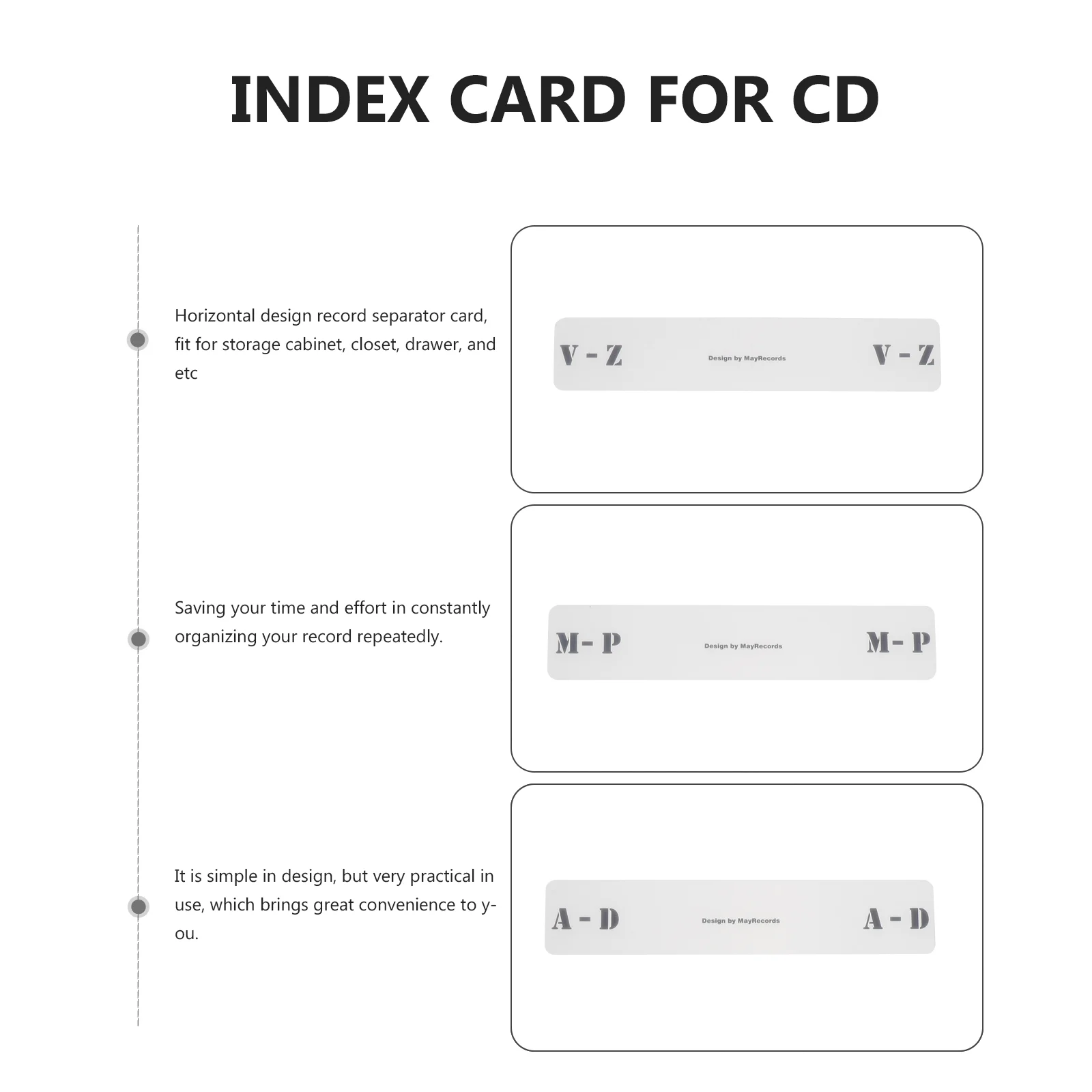 6 Pcs Record Sorting Card Dividers Drawer Letter Organizer Horizontal Label Acrylic Disc Office