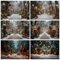 Winter Forest Outdoor Snow Scene Photography Backdrop Christmas Tree Family Portrait Birthday Party Decorations Photo Background