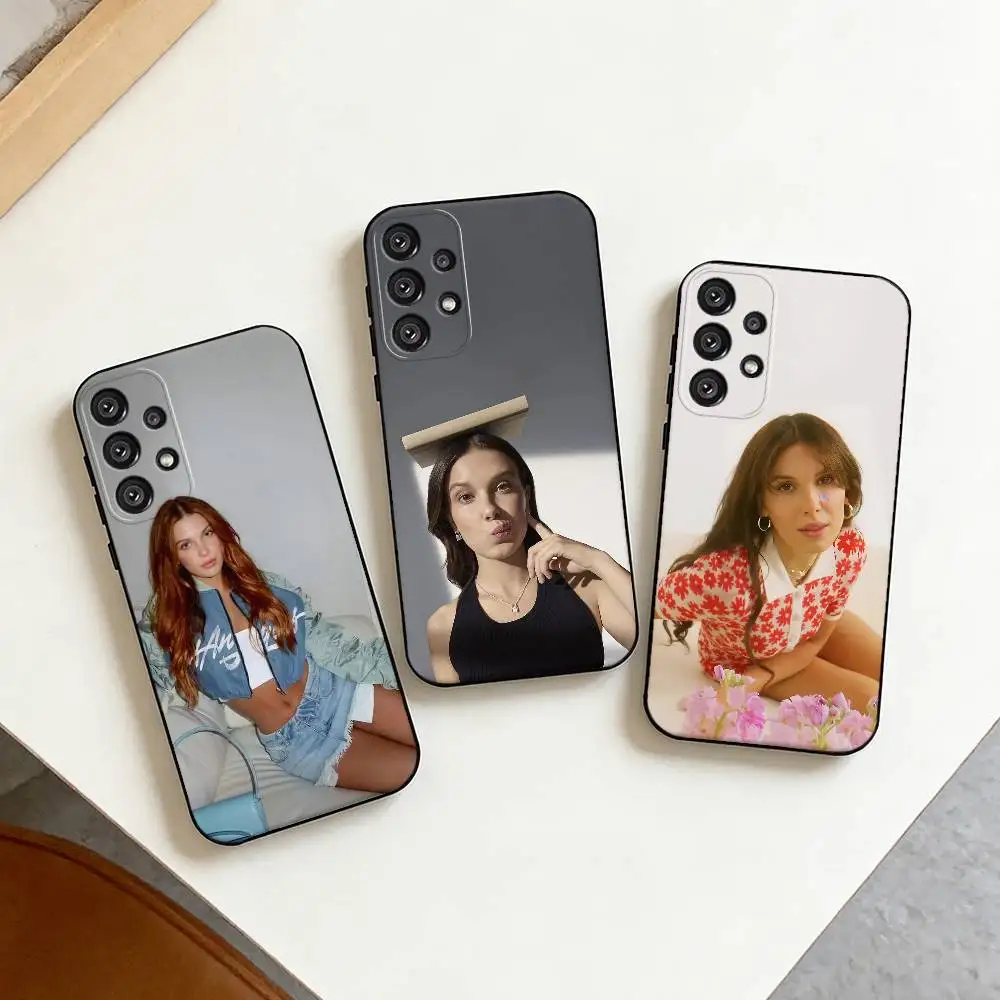 

MMB M-Millie Bobby B-Brown Phone Case For Samsung S25,S24,S21,S22,S23,S30,Ultra,S20,Plus,Fe,Note,10,9,5G Black Cover