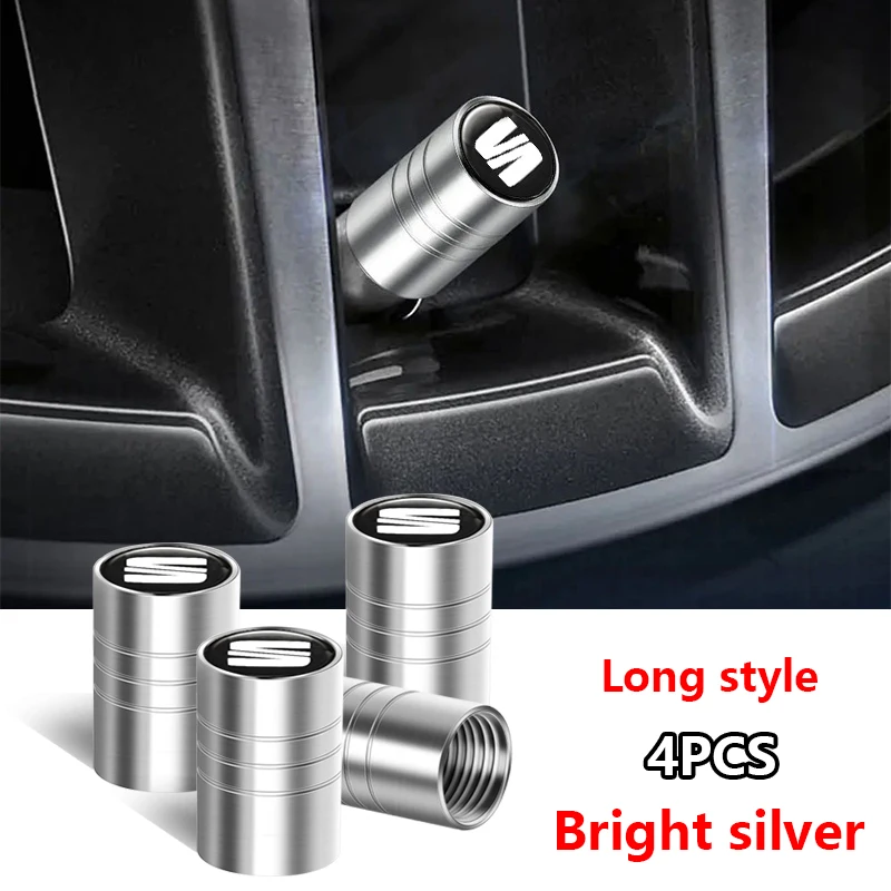 4Pcs Metal Car Wheel Tire Valve Caps Air Stem Covers For SEAT FR Arona Cupra Leon Mk2 Mk3 5f 1p Ibiza 6l 6j 6f Arosa Ateca Altea