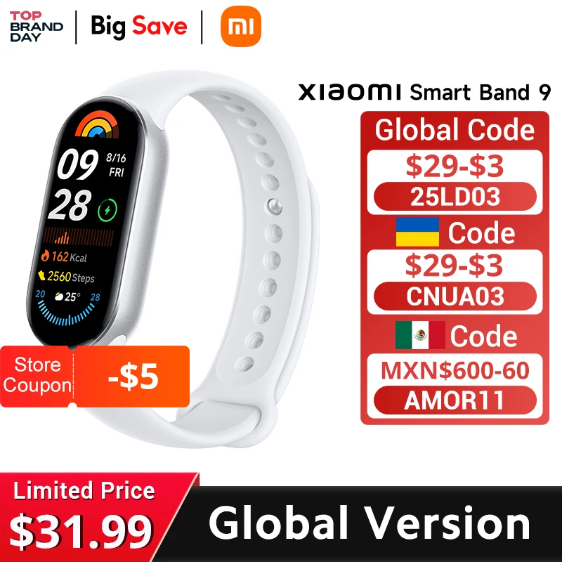 [Światowa premiera] Wersja globalna Xiaomi Smart Band 9 150+ Tryby sportowe Monitorowanie snu Wyświetlacz AMOLED 1,62 cala 21 dni Żywotność baterii