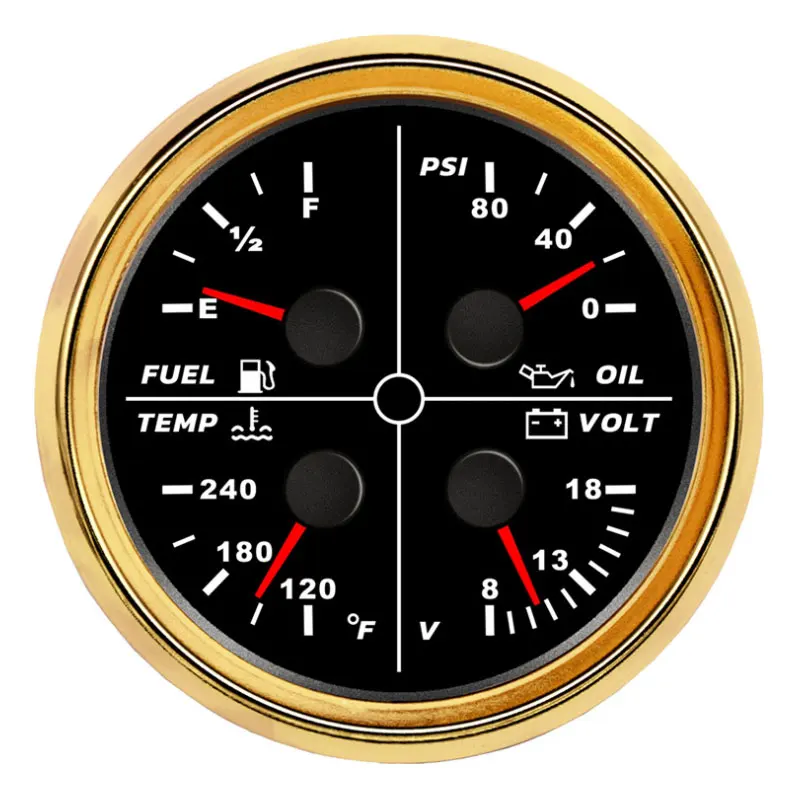 85mm Mechanical Generators diesel tank Fuel Level PSI Volt Temp Four in 1 Gauge view 3