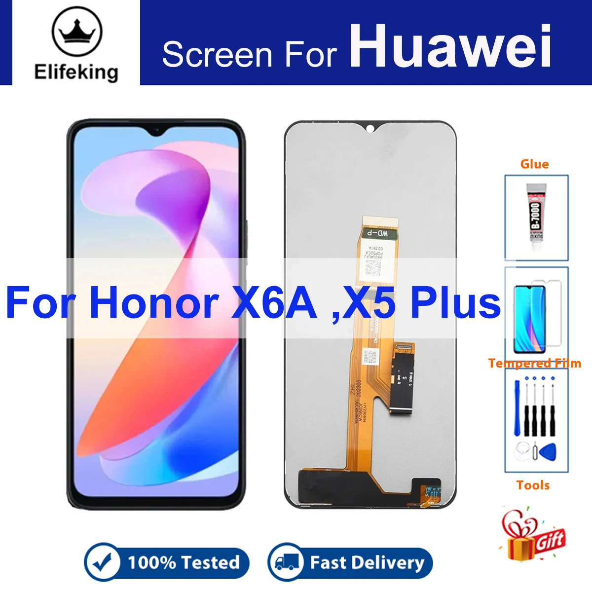 For Huawei Honor X5 Plus LCD Display Touch Screen Replacement For HONOR X6A WDY-LX1 WDY-LX2 WDY-LX3 Tested Digitizer Assembly