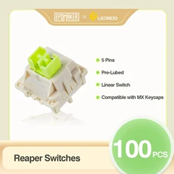 100 Pieces EPOMAKER x LEOBOG Reaper 5-Pin 45gf Linear Switch with POM Stem Compatible with MX Keycaps
