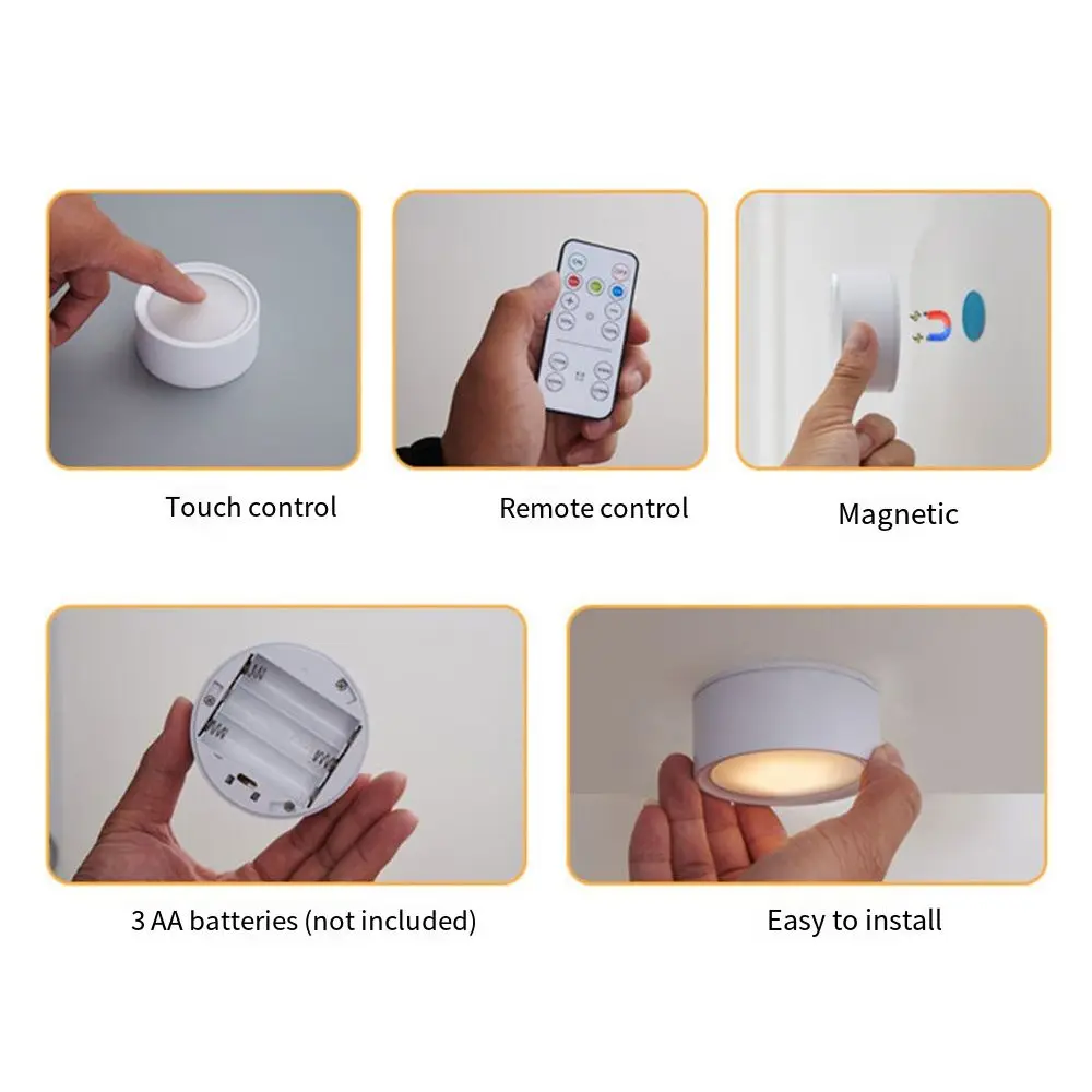 Applique da parete a LED dimmerabili Touch Control luci notturne a memoria alimentate a batteria Wireless con luce dell'armadio telecomandata