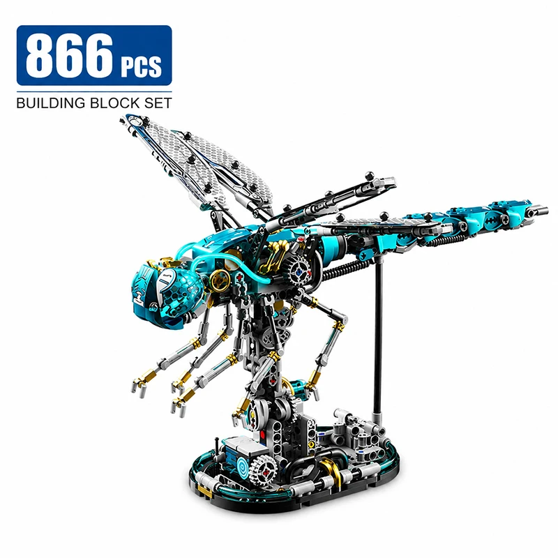 866PCS MOC Creative Dragonfly Mechanical Model Building Blocks Kit DIY Construction Toy STEM Learning for Kids Adults Set