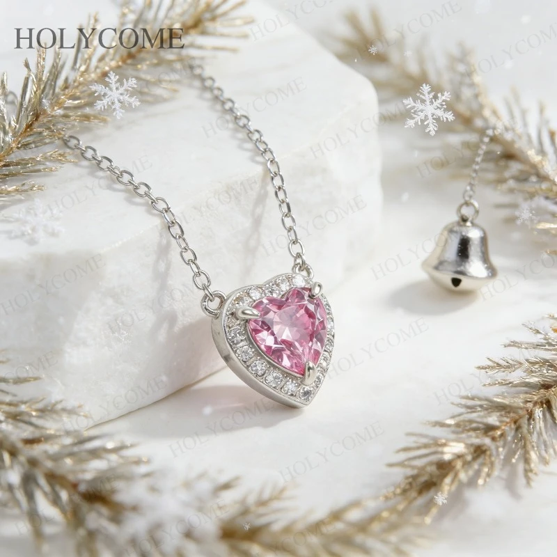 Heart 6x6mm 1CT Columbia/Ruby/Sapphire/Padparadscha Custom Pendant Necklace Romantic Fine Jewelry for Christmas Valentines Day