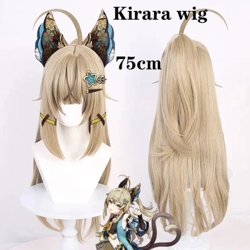 Kirara kaeya focalors kokomi lyney lynet layla hu tao zhong li kaveh peruca cosplay resistente ao calor peruca sintética + touca peruca
