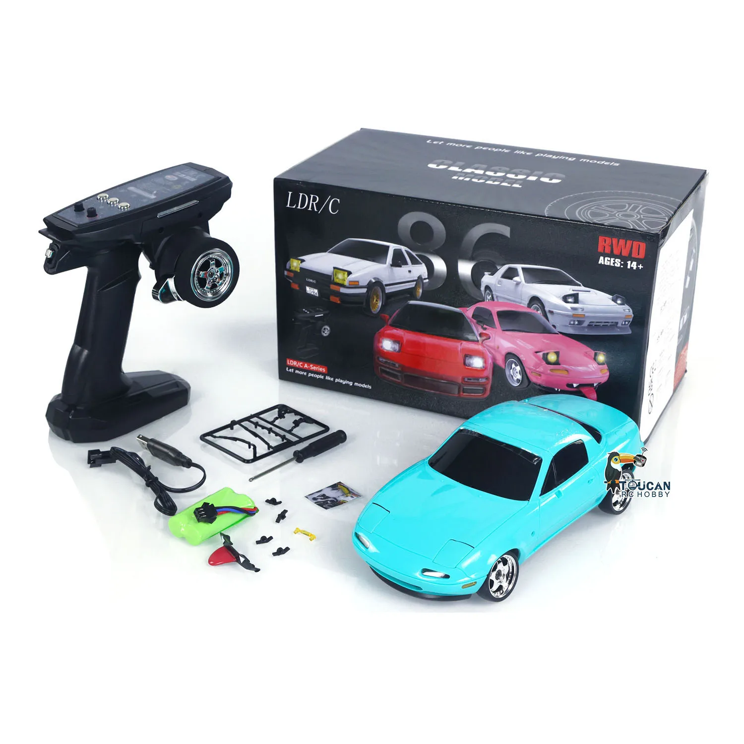 

1/18 LDRC LD1804 2.4G 4X2 Remote Control Drift Car Brushed Motor ESC Servo Light System RC Racing Vehicle Assembled Toys RTR