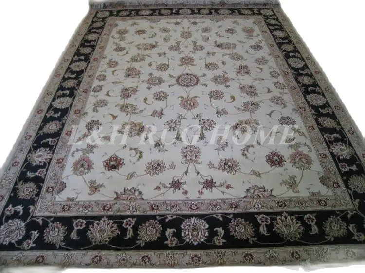 Free shipping 8'X10' 160Line Hand-knotted  Wool and Silk Oriental Persian Rug handmade persian carpet