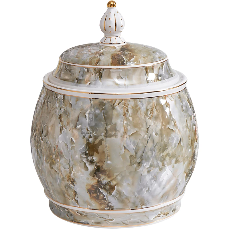 

Light luxury rice tank ceramic with lid household 10kg10kg insect-proof and moisture-proof sealed rice storage box flour