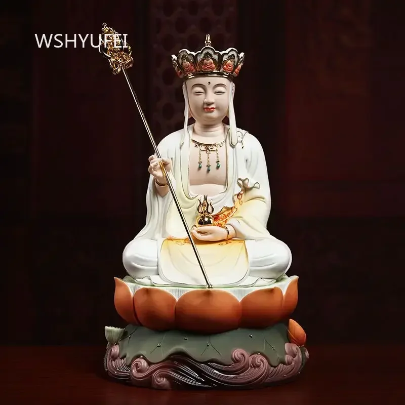 Buddhist Monk 's Stick  Metal Magic Tool The Tin Staff of Ksitigarbha Bodhisattva Prop Buddha Statue Holding Artifact Copper