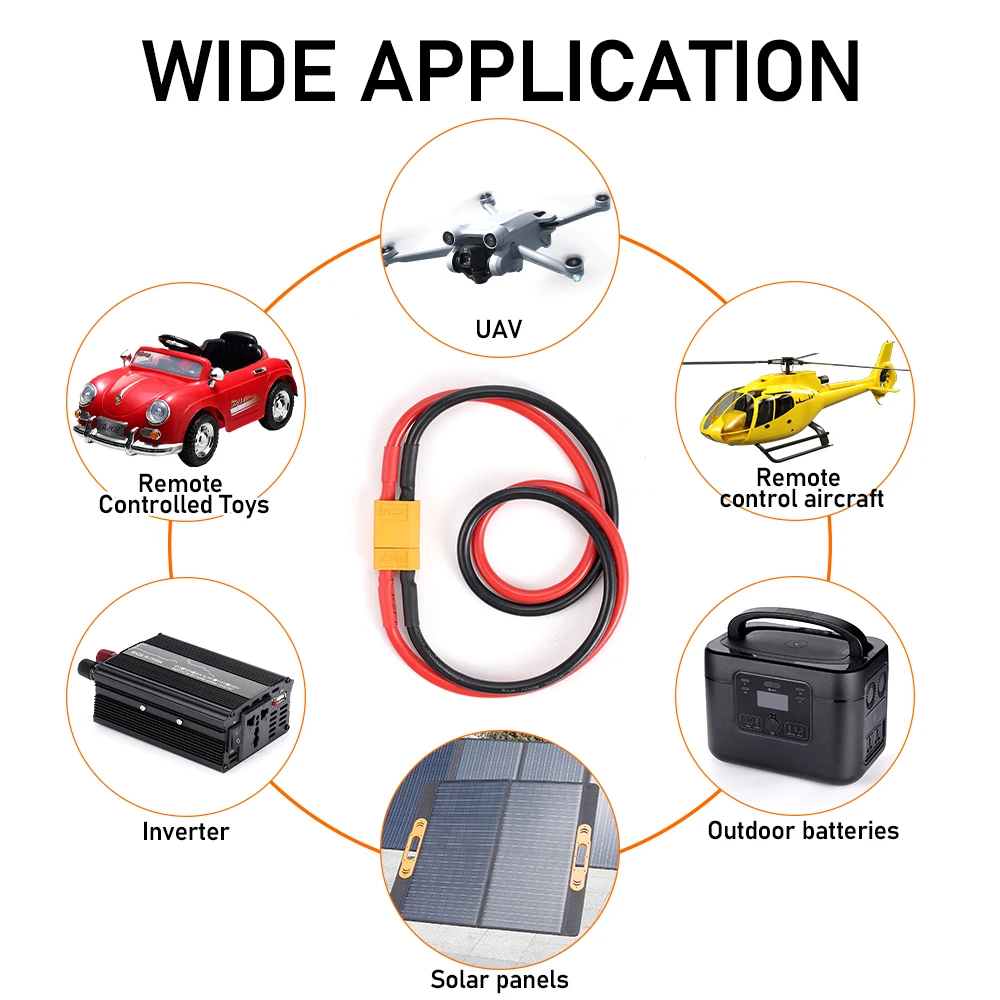 40CM/60CM 12AWG XT60 Female Plug To XT60 Male Plug Adapter Connector Silicone Tin Plated Copper Wire Battery Connection Cable