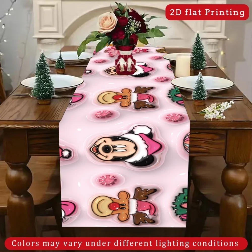 

Цельная дорожка для стола Disney Stitch — розовая и белая скатерть с рисунком стежка и мультяшным дизайном Лило, идеально подходит для Рождества, фестиваля урожая и праздничных вечеринок