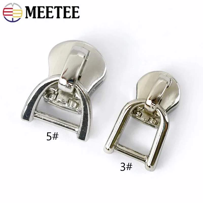 5/10 قطع ميتي 3 # 5 # 8 # 10 # D حلقة سستة المنزلق لسحابات معدنية سترة حقيبة إغلاق السوستة مجتذب رئيس الملابس الخياطة إصلاح أطقم #4