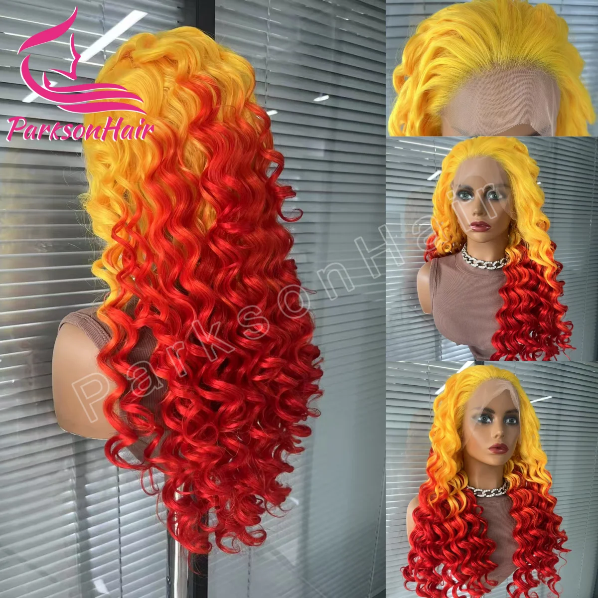 

Yellow 13x4 HD Lace Frontal Human Hair Wig Loose Wave Red 13x6 Lace Front Human Hair Wigs Highlight Colored 100% Human Hair Wig