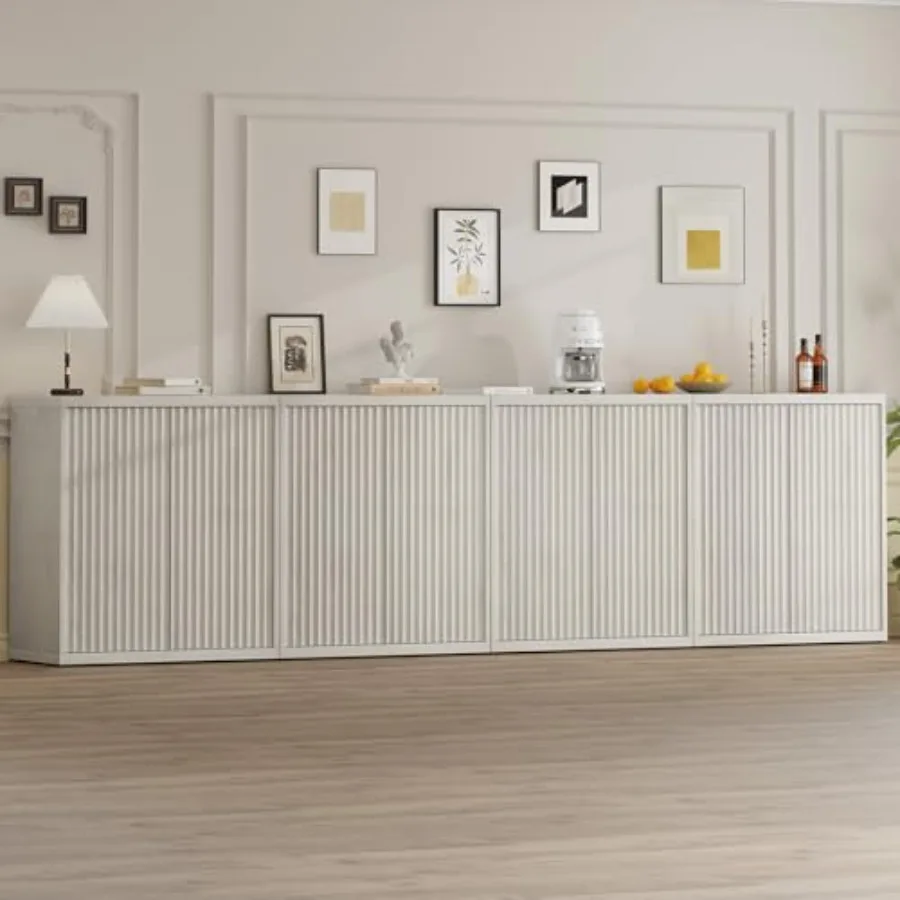 

Тумба-буфет 31 с отделениями для хранения, рифленая, с регулируемыми полками, современная деревянная тумба-креденца с откидными дверцами