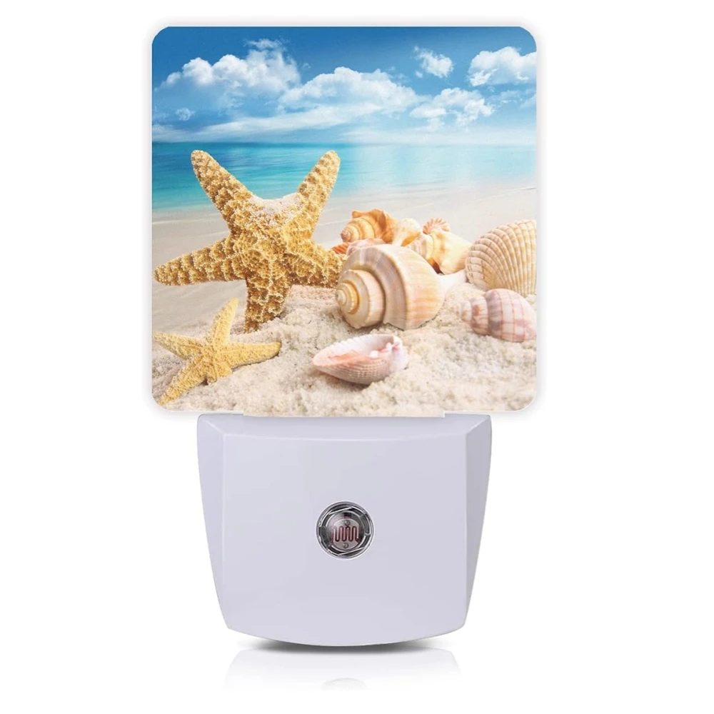 

Beach Night Lights Plug Into Wall Sea Ocean Theme Starfish and Seashell Night Light Dusk to Dawn Indoor Plug-in Wall Light Sleep