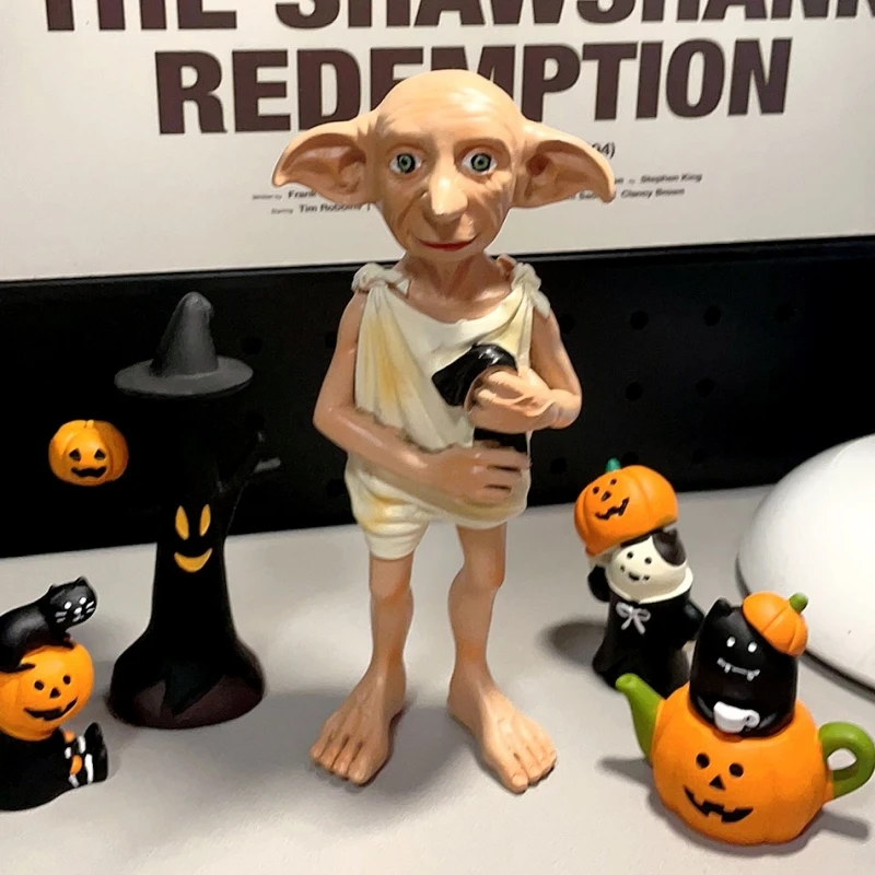 16cm Halloween Elf Statue Harryed Magic World Dobby Elf Sculpture Figure Resin Ornaments Collectible Model Kids Toys Gift