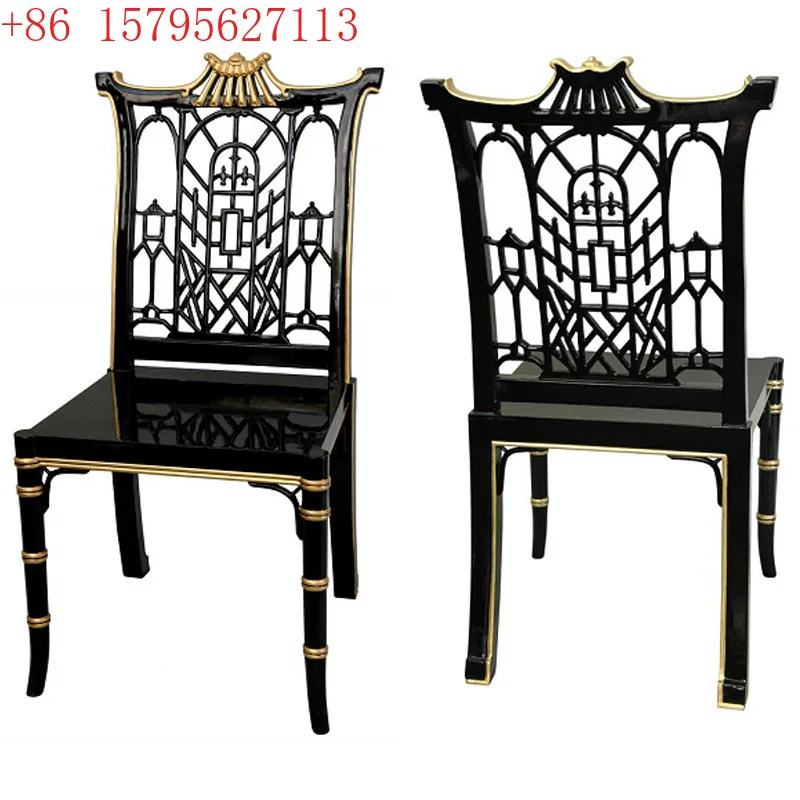 

Medieval leisure chair bright paint designer black lacquer temple top single three-person sofa chair