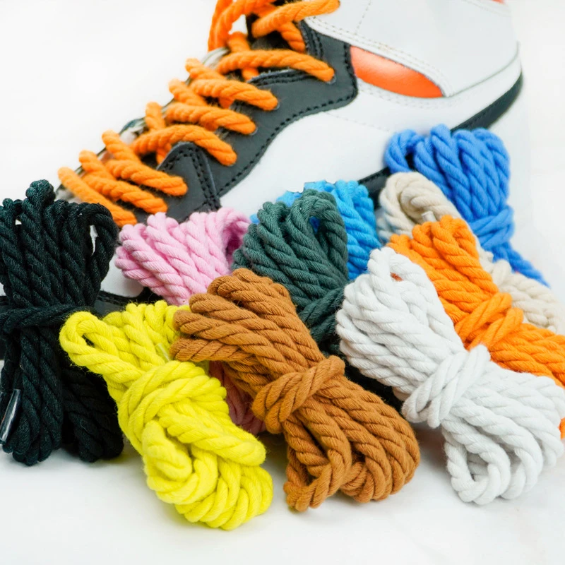 1Pair Round Shoelaces 0.6*120CM Cotton Weaving Shoelace Twisted Rope Laces Sneakers Boots Shoe Laces For Shoes For AF1/AJ1